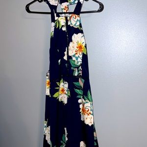 Navy blue dress with flowers